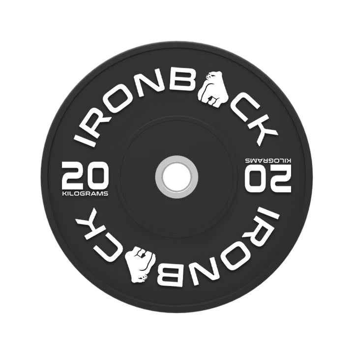 150kg Ironback Black Bumper Plates Set Ironback
