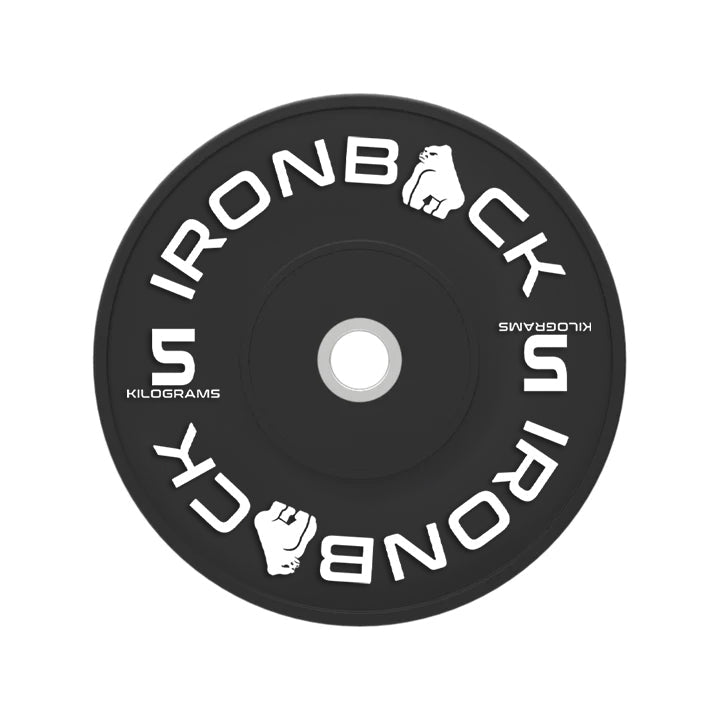 150kg Ironback Black Bumper Plates Set Ironback