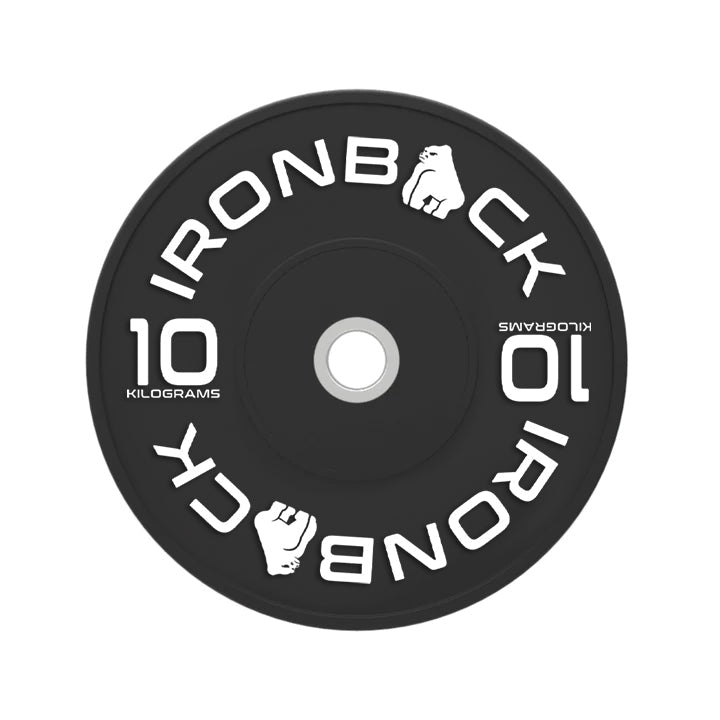 150kg Ironback Black Bumper Plates Set Ironback