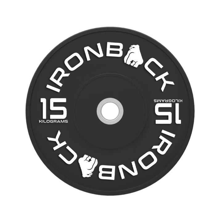 150kg Ironback Black Bumper Plates Set Ironback