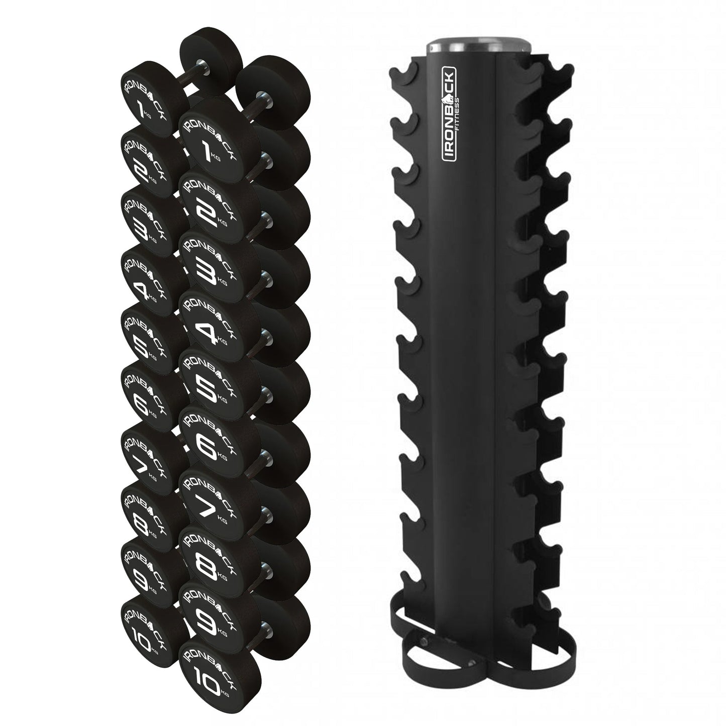 Dumbbell Set with Vertical Rack (1kg to 10kg Pairs) Ironback