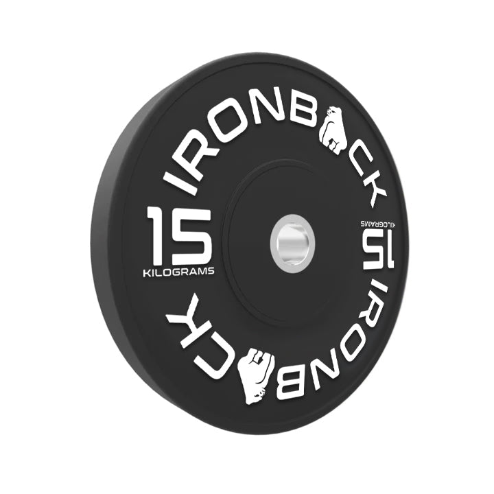 100kg Ironback Black Bumper Plates Set Ironback